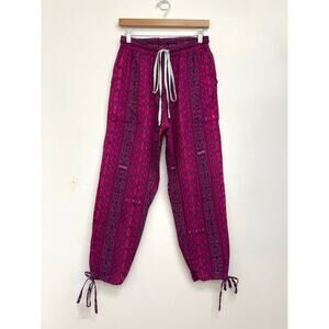 Alix of Bohemia Baja Drawstring Colorful Ikat Boho Print Jogger Pants - Medium